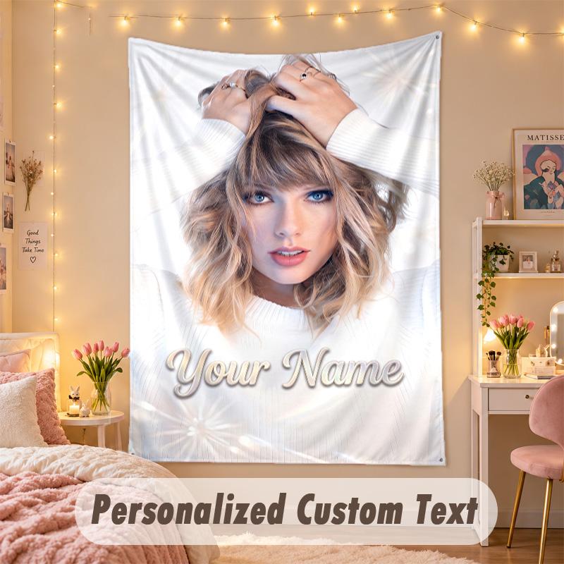 Custom Personalized Tapestry,Taylor Swift Print Custom Name Text Wall Art Hanging for Bedroom
