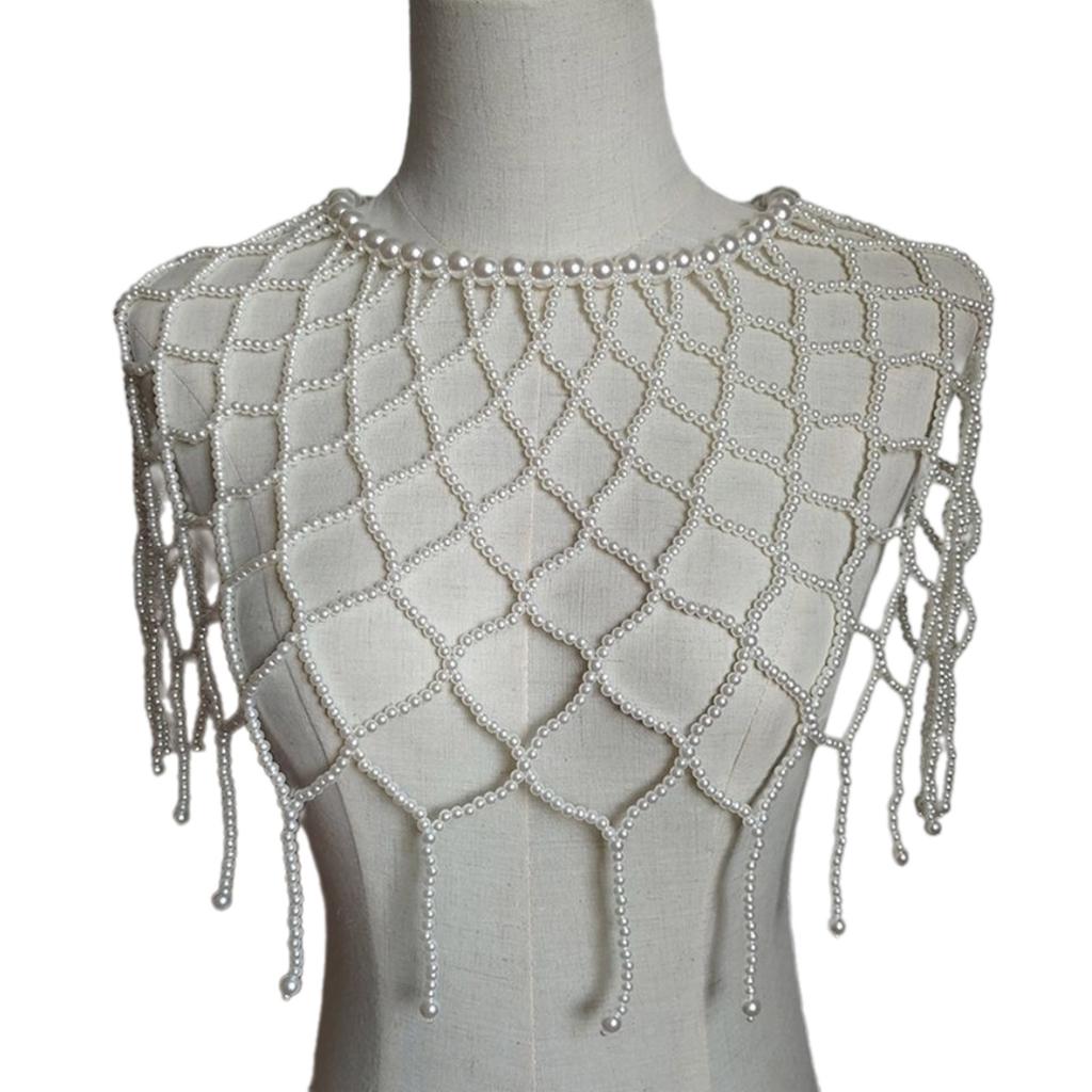 Netz Perlen Schulterwickel Perlen Schal Halsketten Körperkette Perfekte Ergänzung zu jedem Outfit für besondere Anlässe