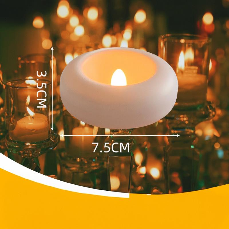 

3 Inch Floating Candle Plastic Waterproof Flameless Floating LED Candle Light Glass Cup Candlestick Tube Vase Dining Table Art