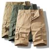 Men Summer Casual Solid Multi Pocket Straight Leg Cargo Shorts