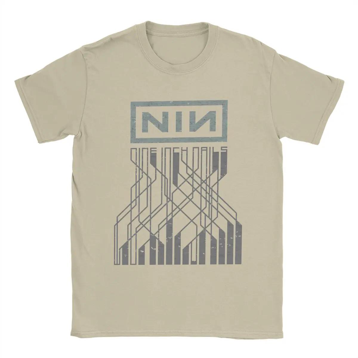

Футболки Nine Inch Nails NIN, мужские, хлопковые, забавные, с круглым вырезом, футболка с коротким рукавом, большой размер M хаки