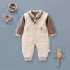Autumn/Winter Baby Gentleman Romper - Padded Newborn Cotton Jumpsuit for Outdoor Wear