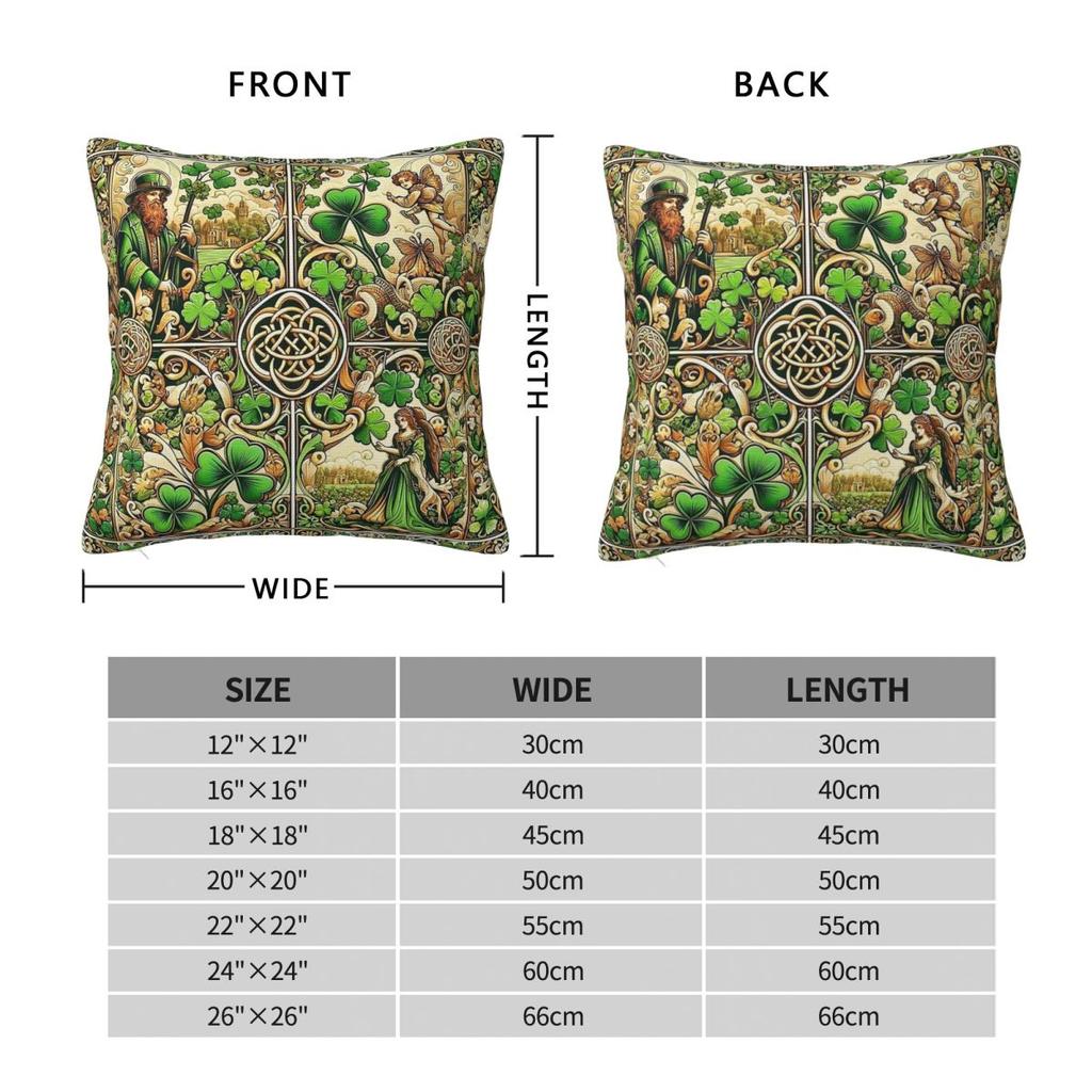 Irish Folk Art Celtic Chronicles Square Pillowcase Polyester Linen Velvet Printed Zip Decorative Pillow Case Bed Cushion Cover