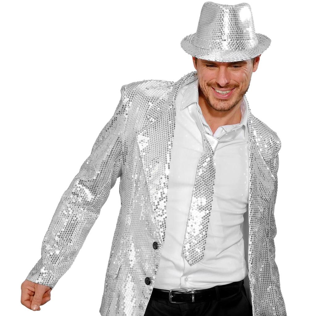 [Xiang Ru] Plain Necktie, Approx. 5cm Wide, Men's & Women's, Sequined, Sparkling, Party, Stage Performance, Stylish Gift, Magic Trick, Silver