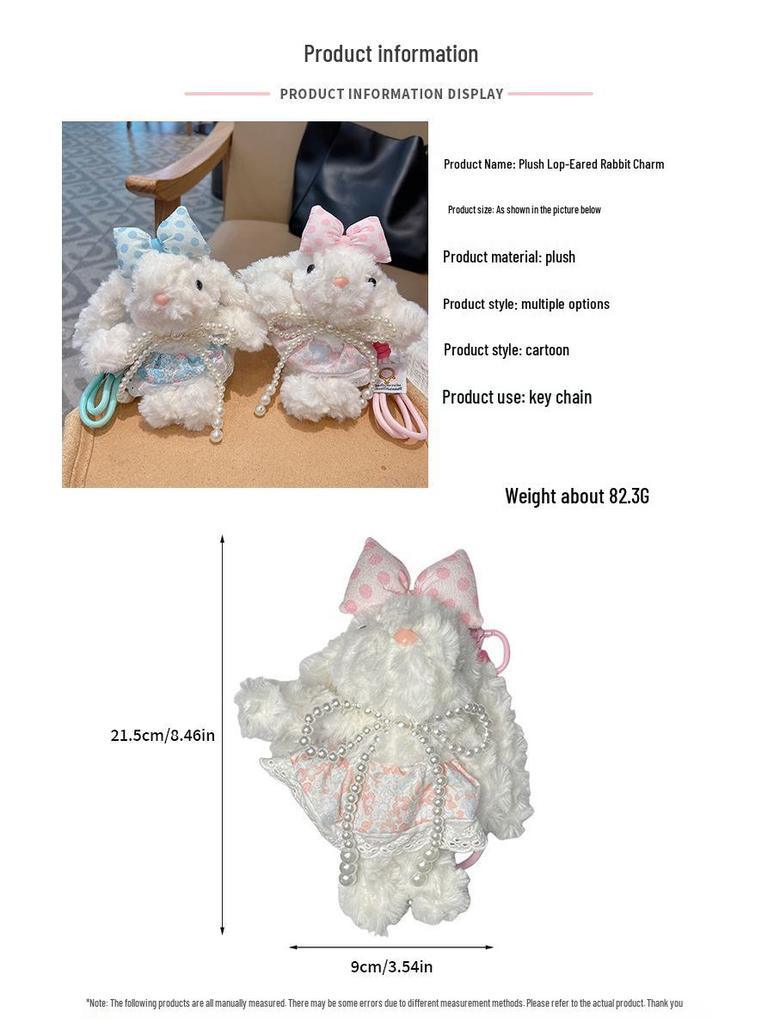 Lop-Eared Rabbit Plush Keychain: Cute Cartoon Pendant and Ornament
