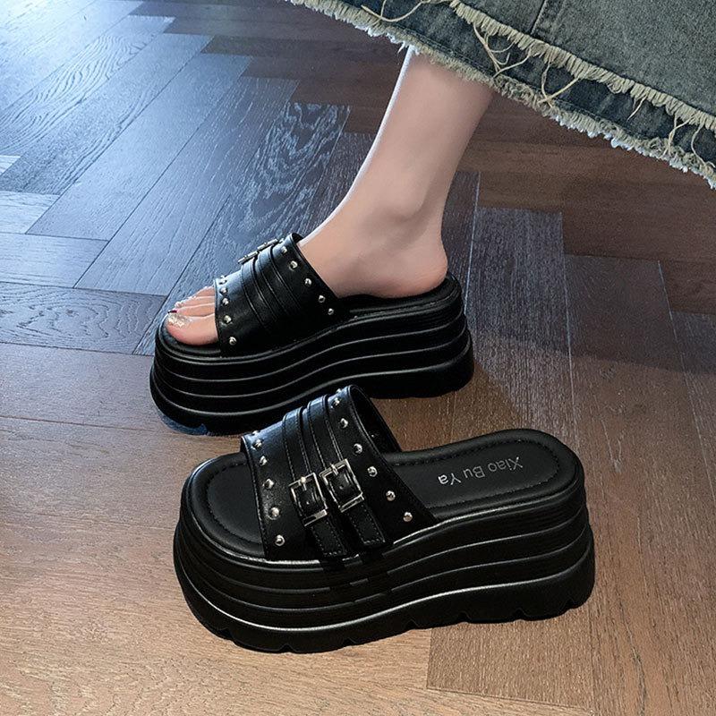 JX versatile beach slippers new thick-soled with skirt, wear small height-increasing one-word drag women's shoes