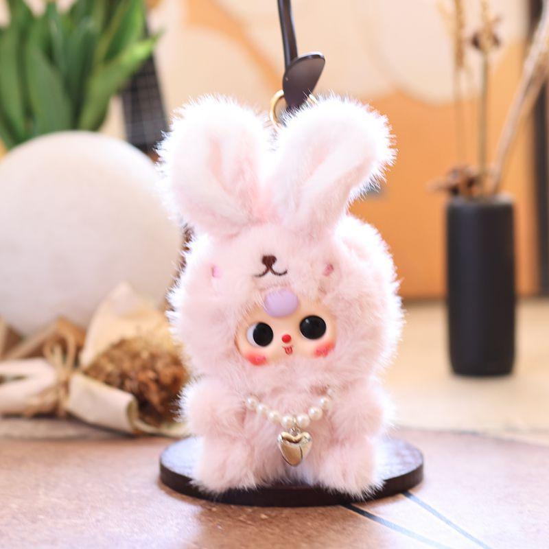 Magic Transformable Plush Keychain with Vinyl Face, Charming Cartoon Bag Charm & Collectible Doll