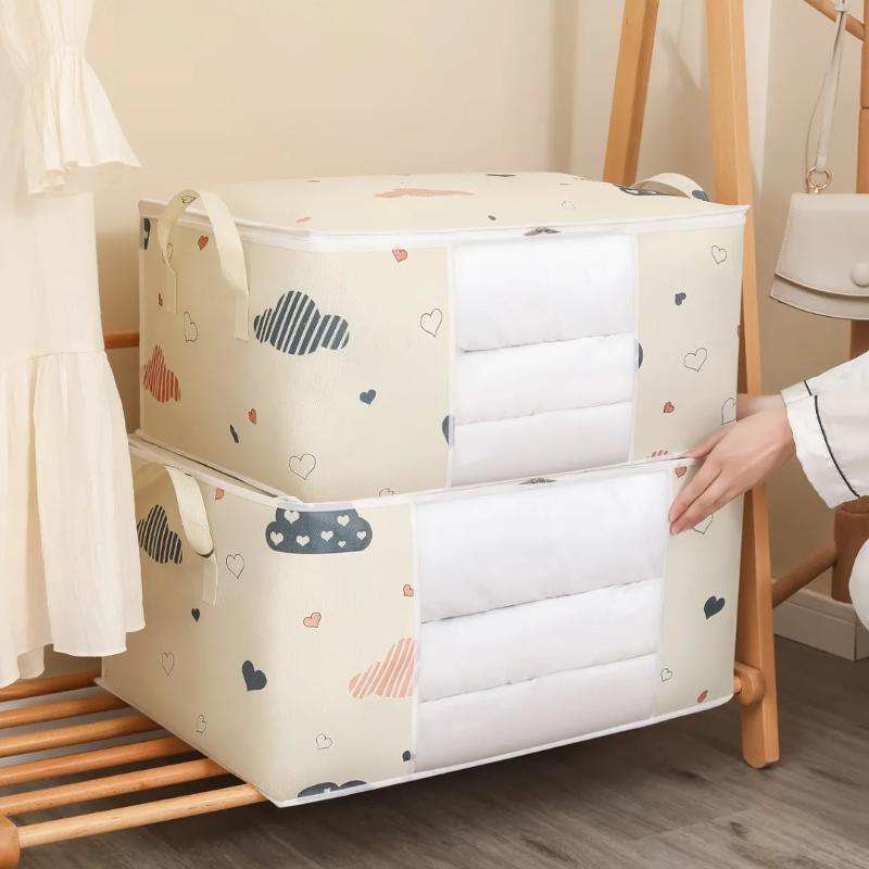 Large Capacity Clothes Storage Bag Organizer With Reinforced Handle Suitable For Blankets Bedding Foldable With Sturdy Zipper