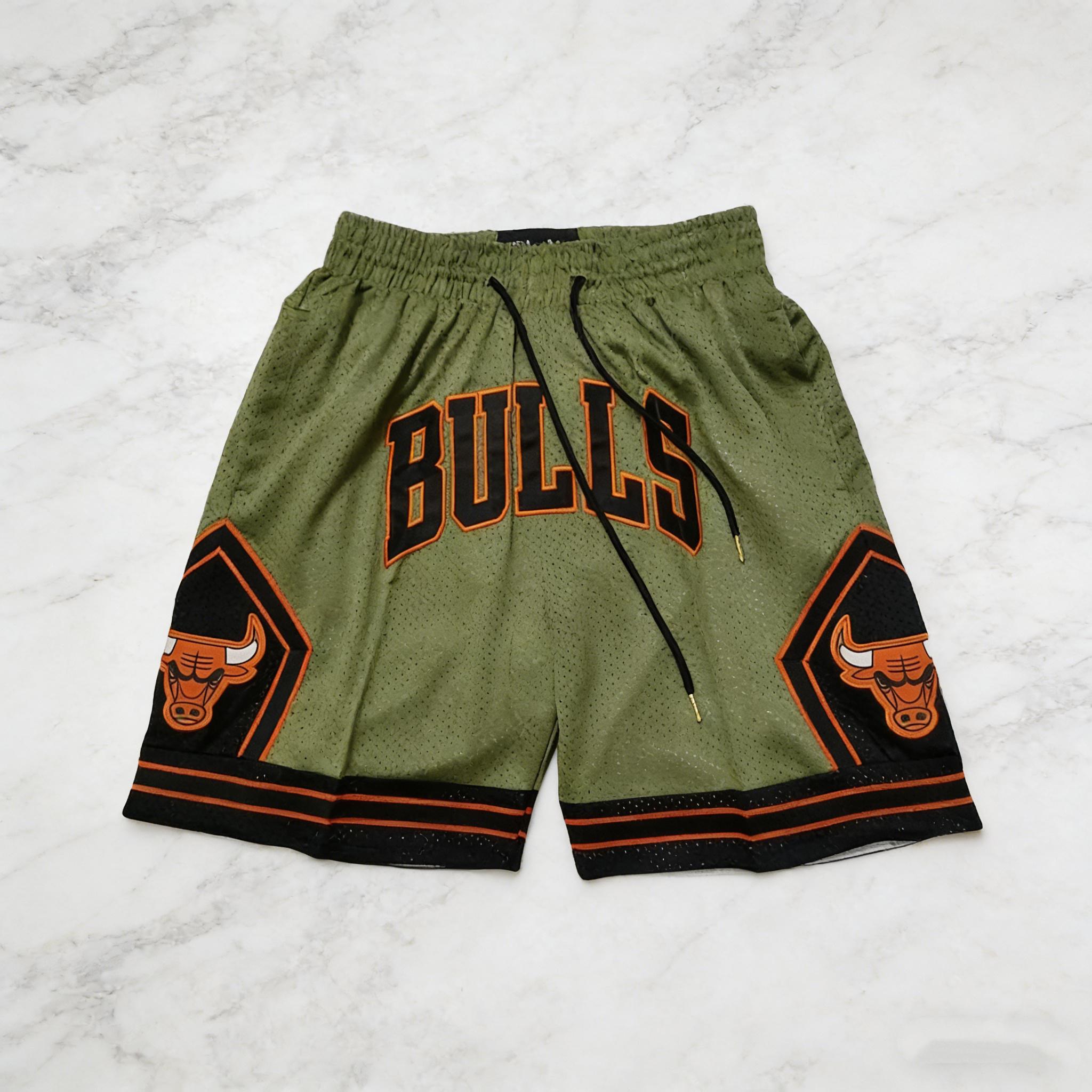 Amerikanische Retro High Street Sportshorts, Fußballshorts, Atmungsaktive Trainings-Mesh-Shorts mit Stickerei, Basketball Schnelltrocknende Shorts L, 80KG blau/grün