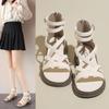 Fashion 2024 Sandals Black Shoes for Women Summer Heels All-Match New Beige Comfort Beach Low Fashion Girls Flat Gladiator Clear Lace
