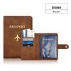 Leather Passport Holder with Airplane Buckle & Multi-Card Slots - PU Passport Protection Set