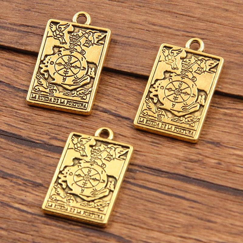 Zinc Alloy Tarot Card Pendant, 6 Styles 14x23mm, Popular In Trendy Jewelry.