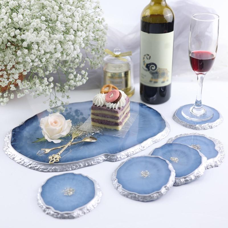 Resin Silicone Coaster Molds for Resin,Geode Coaster Molds for Resin Casting,Epoxy Resin Molds for Tray Coasters Making