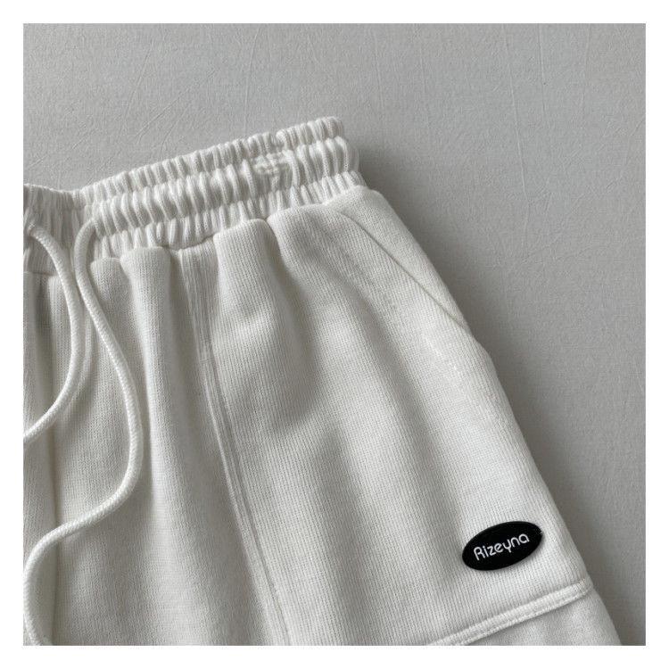 2025 Women's High-Waisted Slimming Casual Korean Style A-Line Wide-Leg Drawstring Shorts