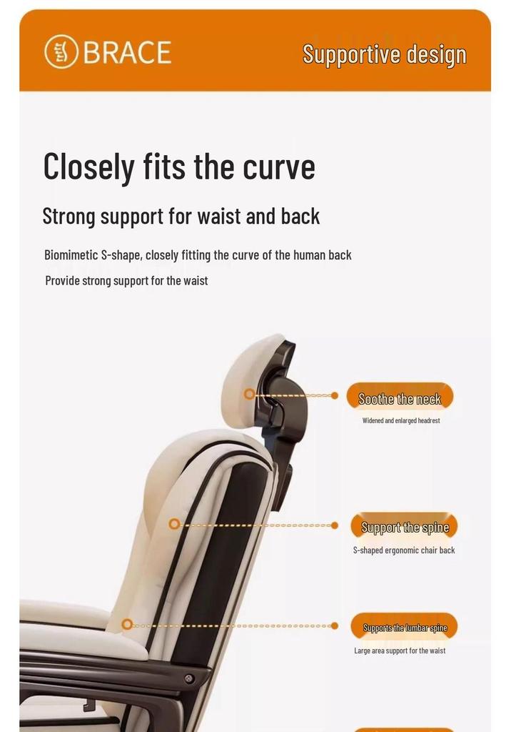 Ergonomic Reclining Computer and Office Chair for Comfortable Long Sitting