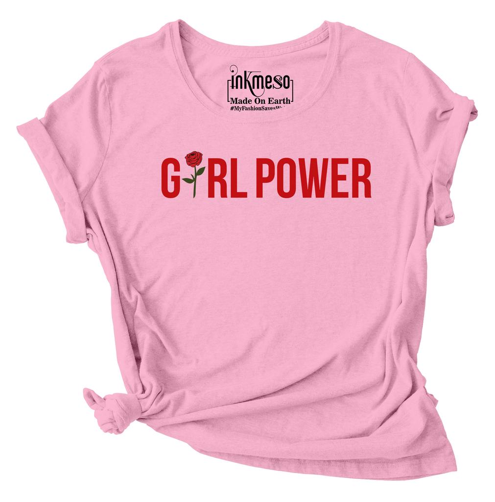 Inkmeso Women's Tshirt  Girl Power  Quote Graphic Printed Tee Top