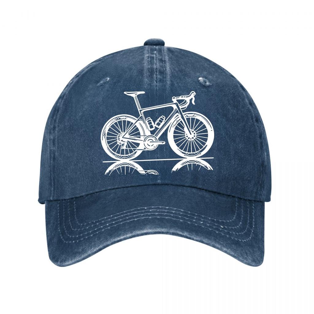 Road Bike Printed Baseball Cap Speed Bike Print Stylish and Adjustable Washed Baseball Cap