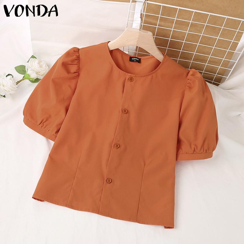 

VONDA Женские летние блузки с круглым вырезом и короткими рукавами 4XL