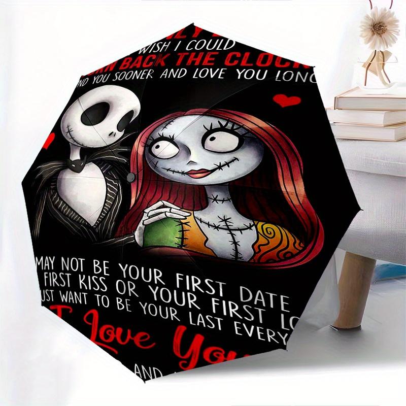 

My Only Love Jack and Sally Automatic Opening and Closing Umbrella - Lightweight 3-Fold Design, Suitable for Fans, Travel, Daily Use - Offic