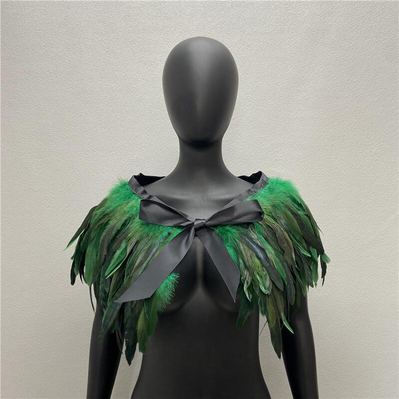 Gothic Feather Shawl Scarf - Rooster & Chicken Feather Cape Cloak Jewelry Accessories