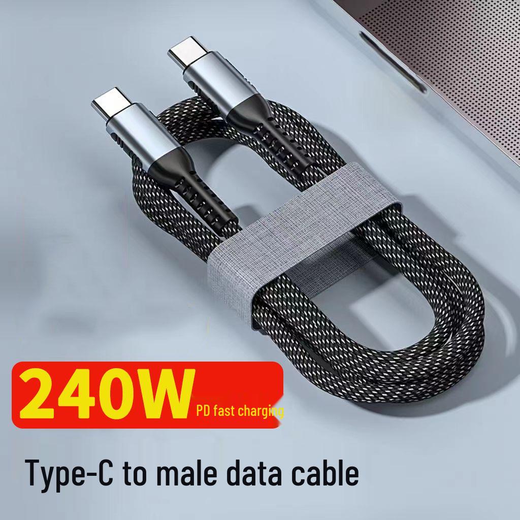 240W PD Fast Charging C-to-C Cable, Male-to-Male, 100W Charging, 5A Data Transfer, Type-C.