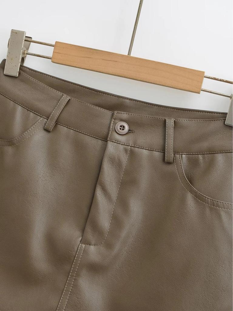 Women's High-Waist Black PU Leather Mini Skirt - Slim Fit, Sexy Hip-Hugging, Super Popular for Autumn 2025