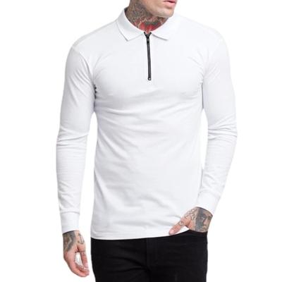 New Autumn Bodybuilding Stretch Cotton Polo Shirt Men Solid Color Long Sleeve Gym Fitness Tops