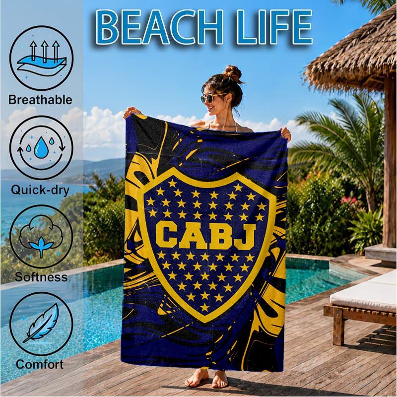 Juniors Football Club Design Printed Microfiber Beach Towel, Soft And Absorbent, Quick-Dry, Ideal for Summer Travel, Beach Essential, Swimming Pool