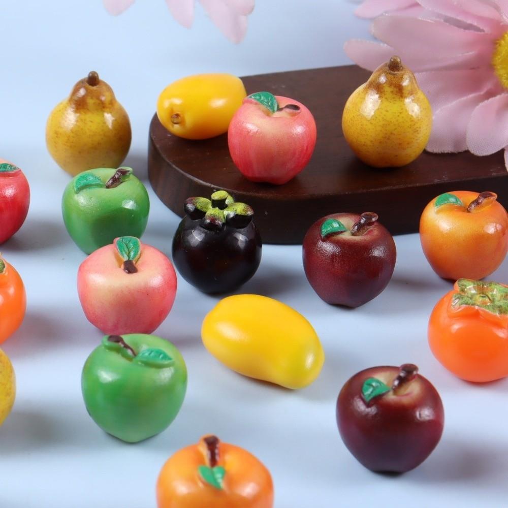 10pcs Mango Pear Miniature Food Toy Resin Home Decoration Item Cute 3D Fruit Model Dollhouse Craft