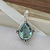 Pear Cut Aquamarine Quartz Gemstone 925 Sterling Silver Handmade Gift Pendant