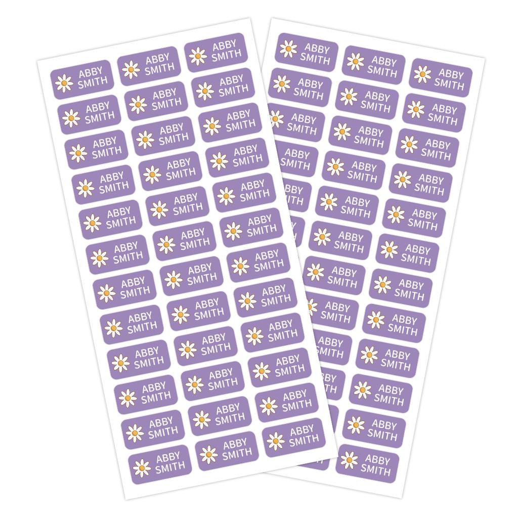72Pcs Personalized Flower Name Labels Waterproof Stickers For Bottles Clothing Tags Lunch Boxes Notebooks
