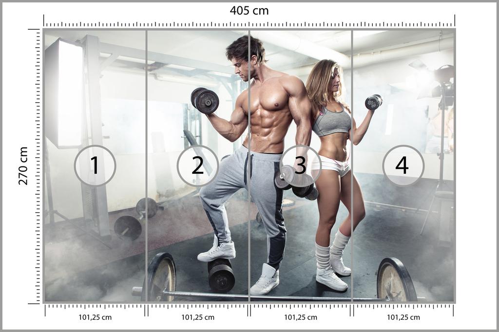 Photomural Athletic Couple At The Gym Washable Fleece 405x270