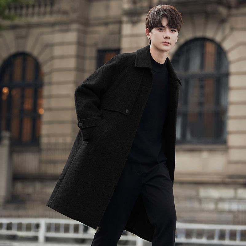 Autumn and winter double-sided wool coat men's medium and long wool thickened coat