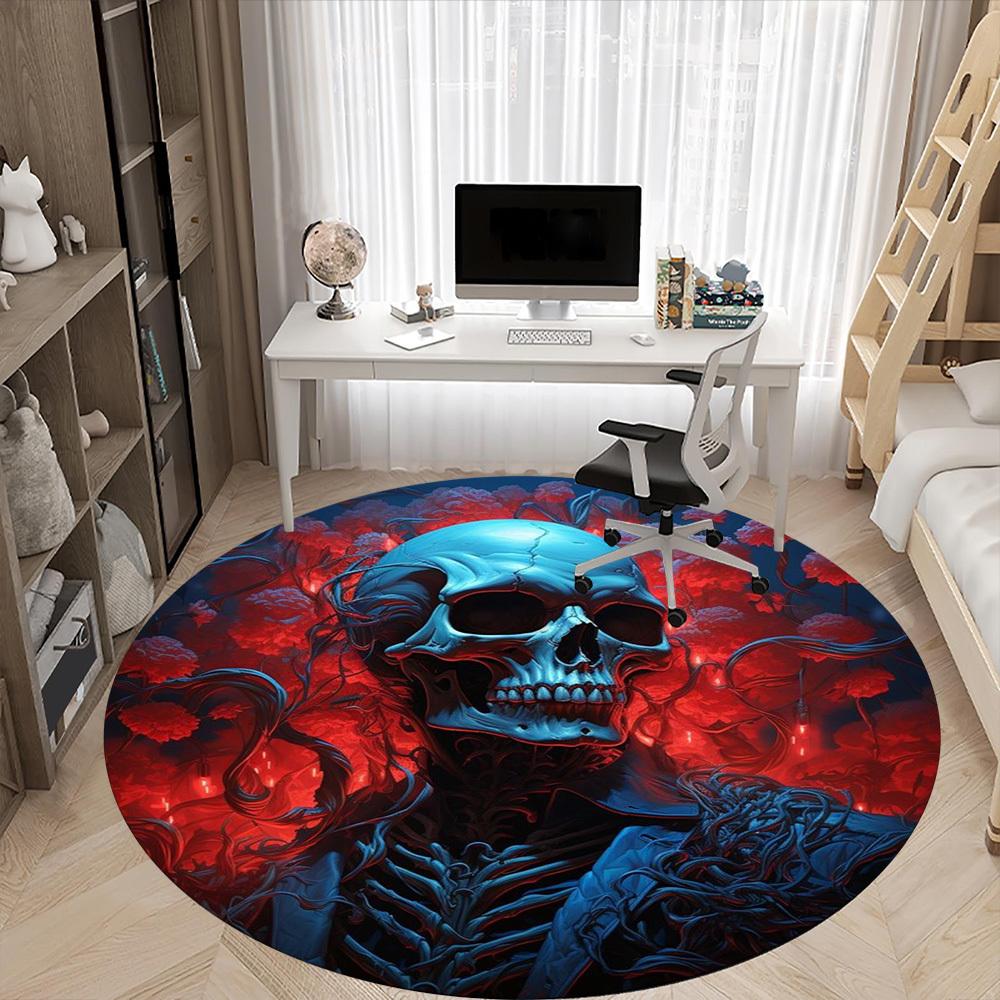 1pc Gothic Skull Chair Carpet for Office Non-Slip Mat for Office - Decorative Floor Mat yy251030195
