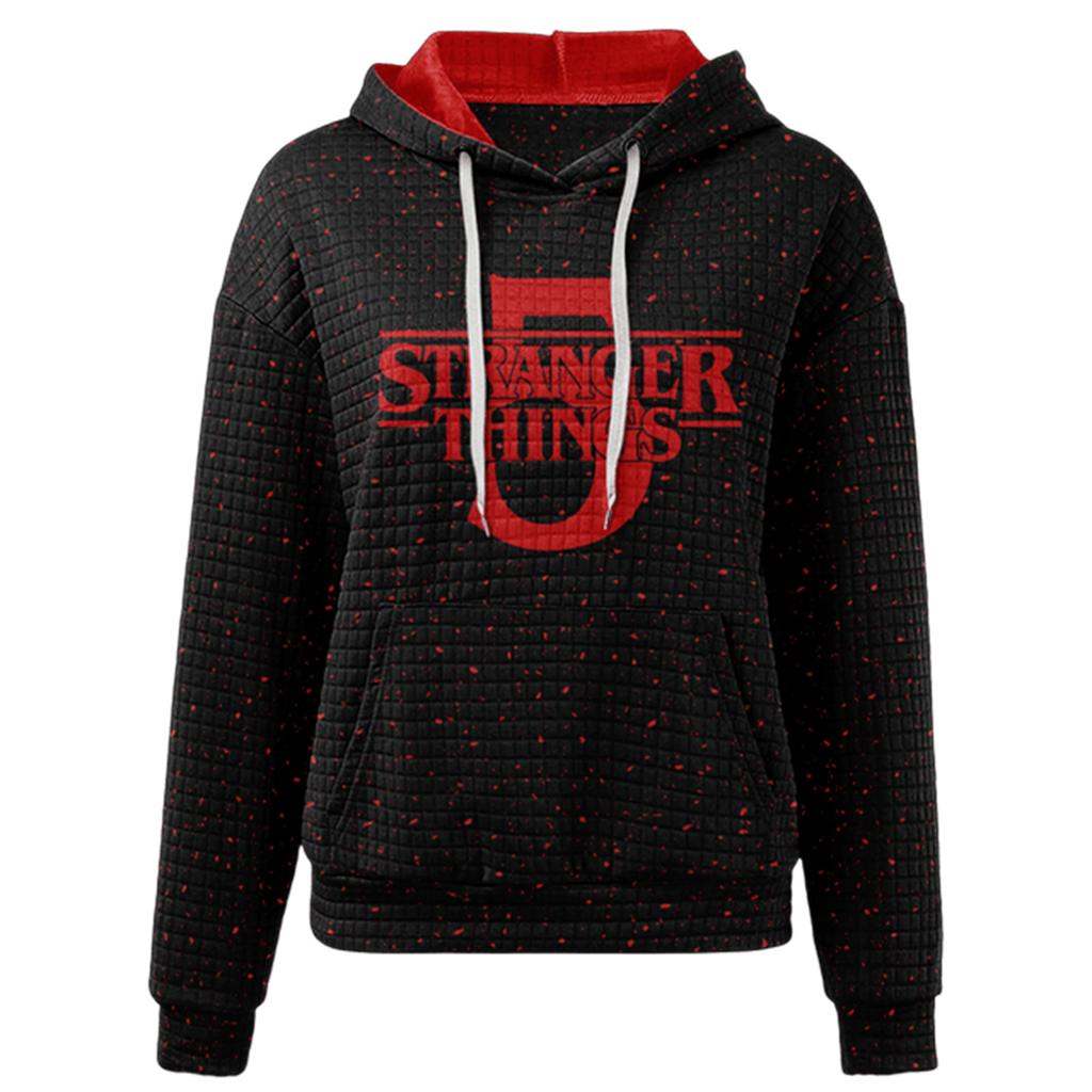 Damen Langarm Casual Print Kordelzug Hoodie Sweatshirts für Frauen Pullover mit Taschen