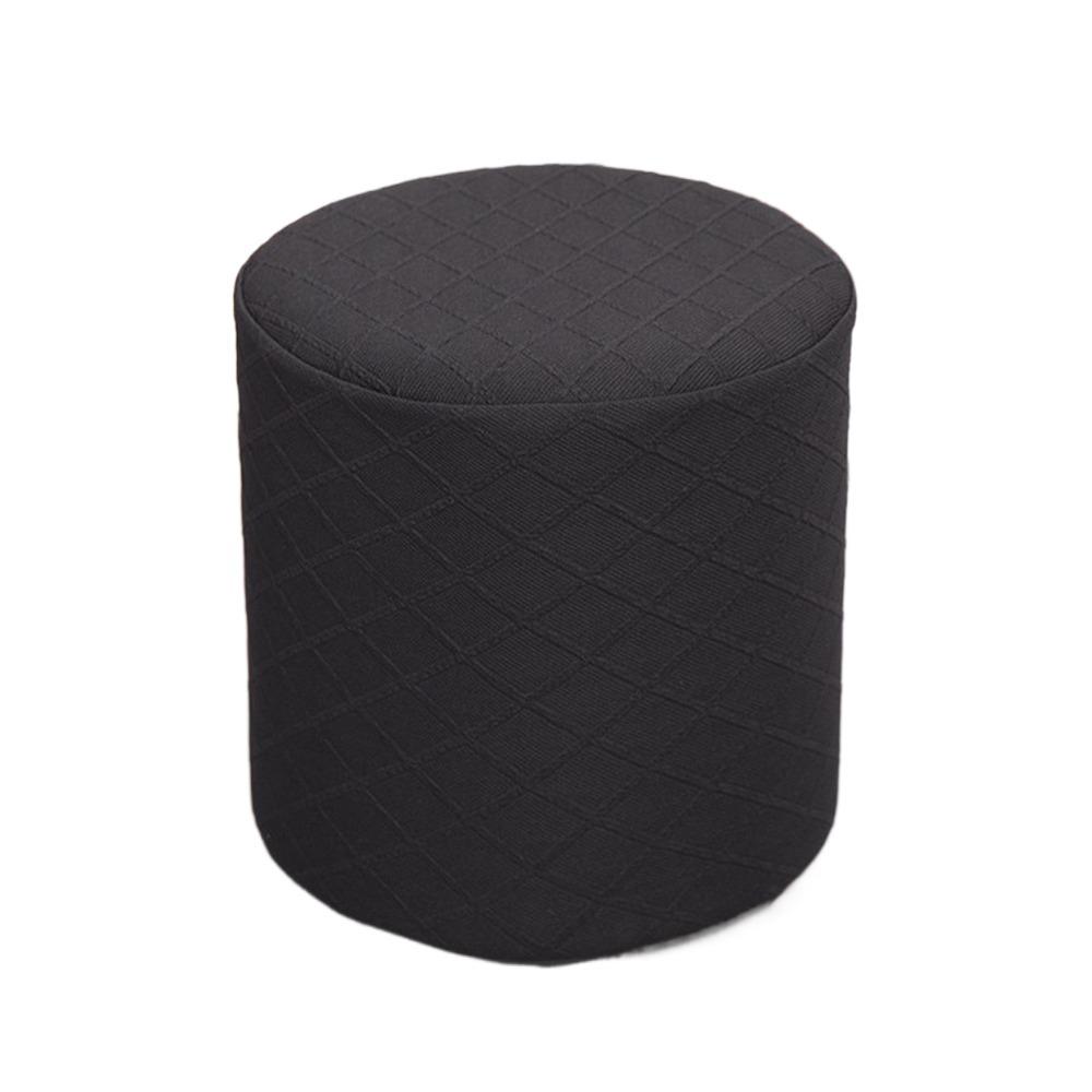 New Solid Color Jacquard Ottoman Cover Round Soft Square Stool Cover Elastic Footrest Slipcover Home Decor