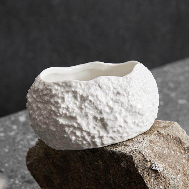 Rock Pattern Oval Dessert Bowl for High-End Molecular Cuisine