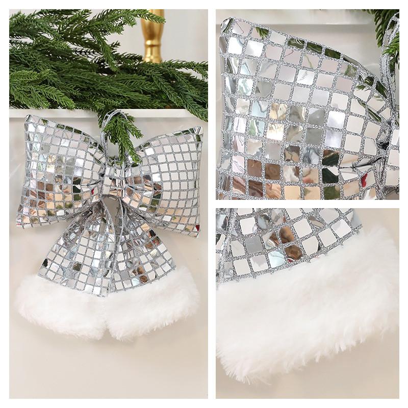 Mirror Glitter Bow Plush Pendant For Hotel Window Decor