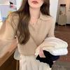 Autumn/Winter Polo Collar Sweater for Women Knitted Bottom Top Niche Design Sense Interior
