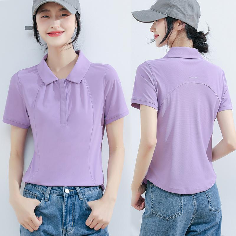 New Summer Casual Age-reducing Short-sleeved T-shirt for Women Simple Texture Sports Thin Women's Polo T-shirt