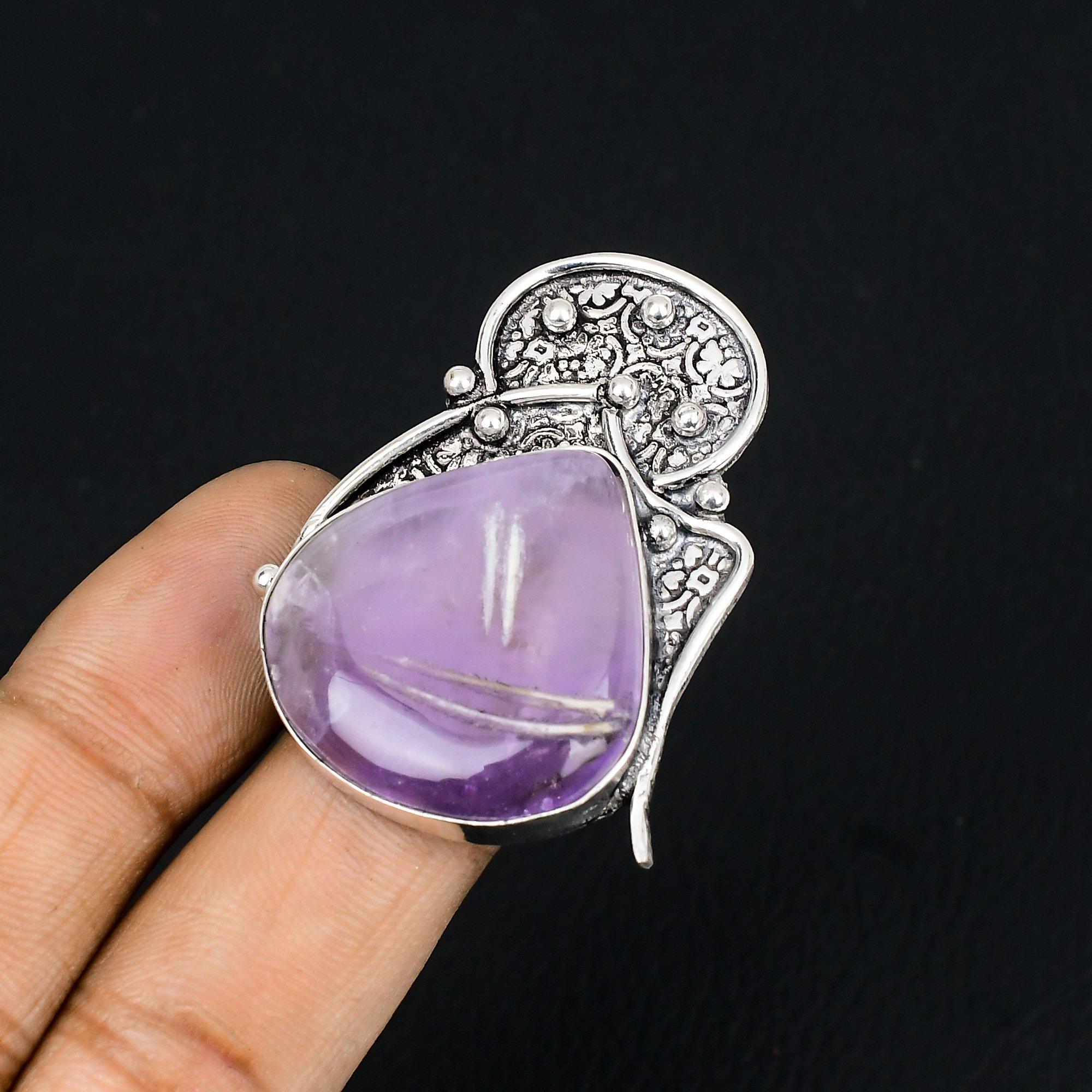 

Womens day Sale Star Amethyst Gemstone Sterling Silver Promise Ring Jewelry US 7 7