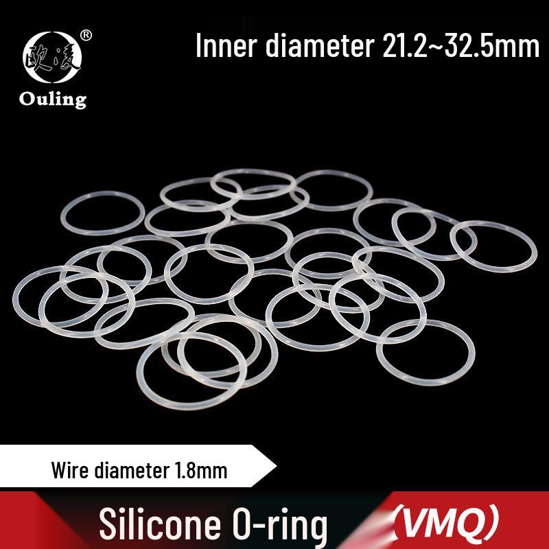 White Silicone O-ring, ID Options: 21.2/22.4/23.6/25/26.5/30/31.5/32.5mm, Thickness: 1.8mm 5 pcs 21.2*1.8mm White Silicone O-ring