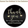 Thank You Stickers Labels Seals Thank You for Supporting My Small Business Stickers Roll,Gold Foil Fonts Black Thank