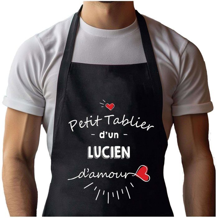 Tablier de cuisine - Lucien d'amour - Noir - Coton résistant - Impression bretonne