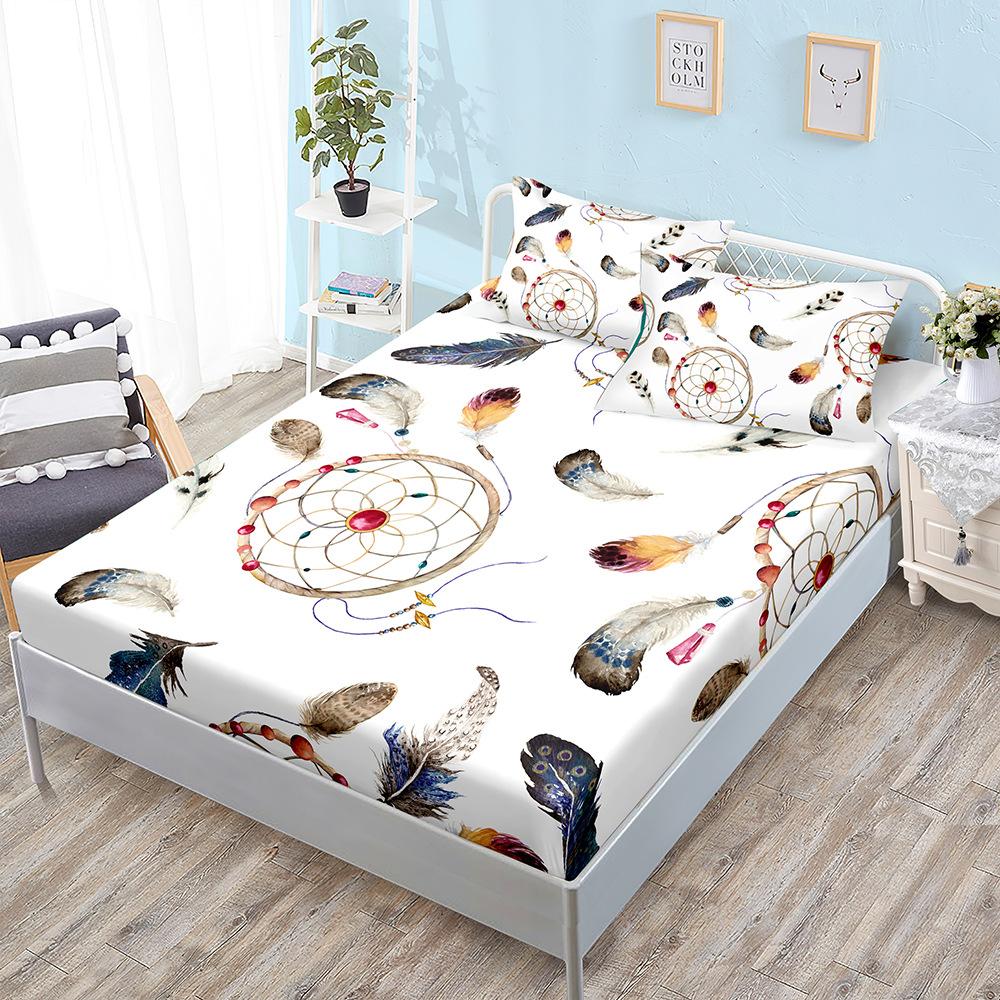 Three-Piece Mattress, Mattress Cover, Dream Catcher, Ethnic Bohemian Mattress Protective Cover