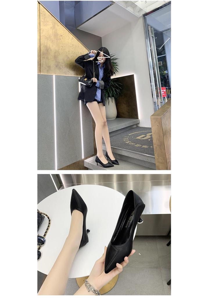 2024 Women's Black Pointed Toe Stiletto High Heels