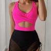 New Back Cross Strap Slim Irregular Skirt One-piece Swimsuit TK301