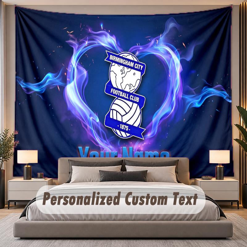 Custom Name Text Tapestry BIRMINGHAM CITY Personalized Polyester Wall Tapestry For Bedroom And Room
