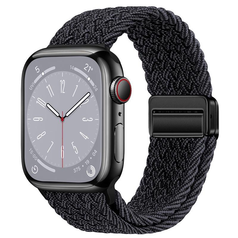 Elastisches Regenbogen-Nylon-Gewebe Apple Watch Armband mit Magnetverschluss