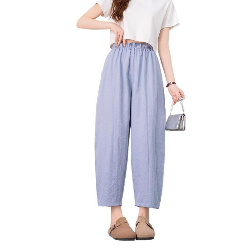 New fashion nine-point Harlan pants summer casual thin high waist thin fashion simple loose cone pants